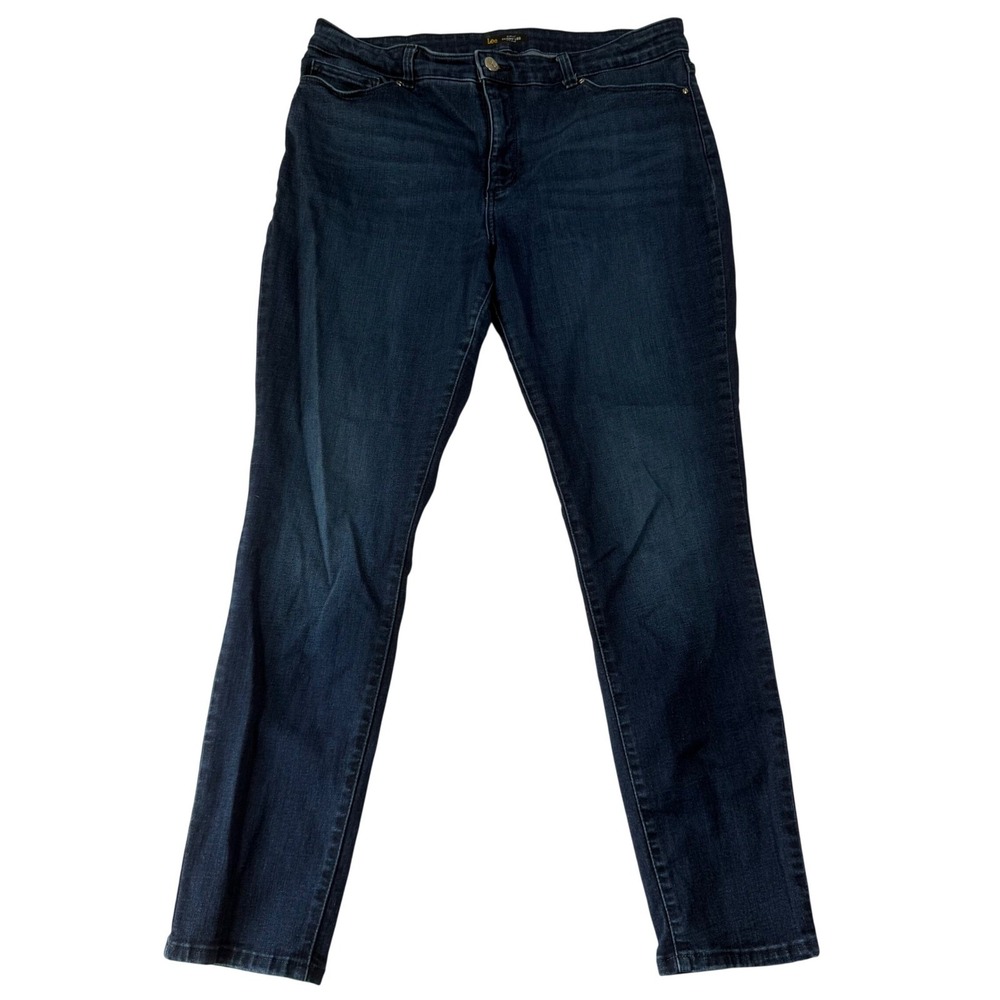 Lee Sculpting Slim Fit Skinny Leg Jeans Womens 18L Dark Wash Mid Rise Denim
